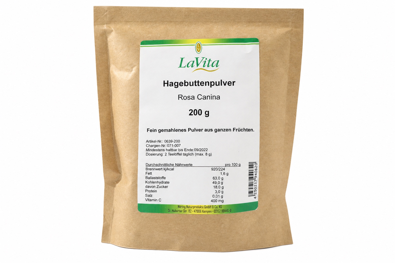 Hagebuttenpulver Rosa Canina LaVita 200g