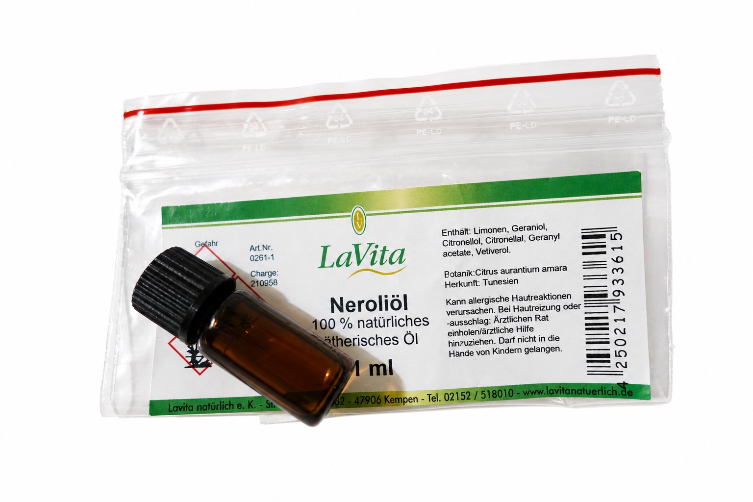 LaVita Neroliöl 100% natürliches ätherisches ÖL 1ml