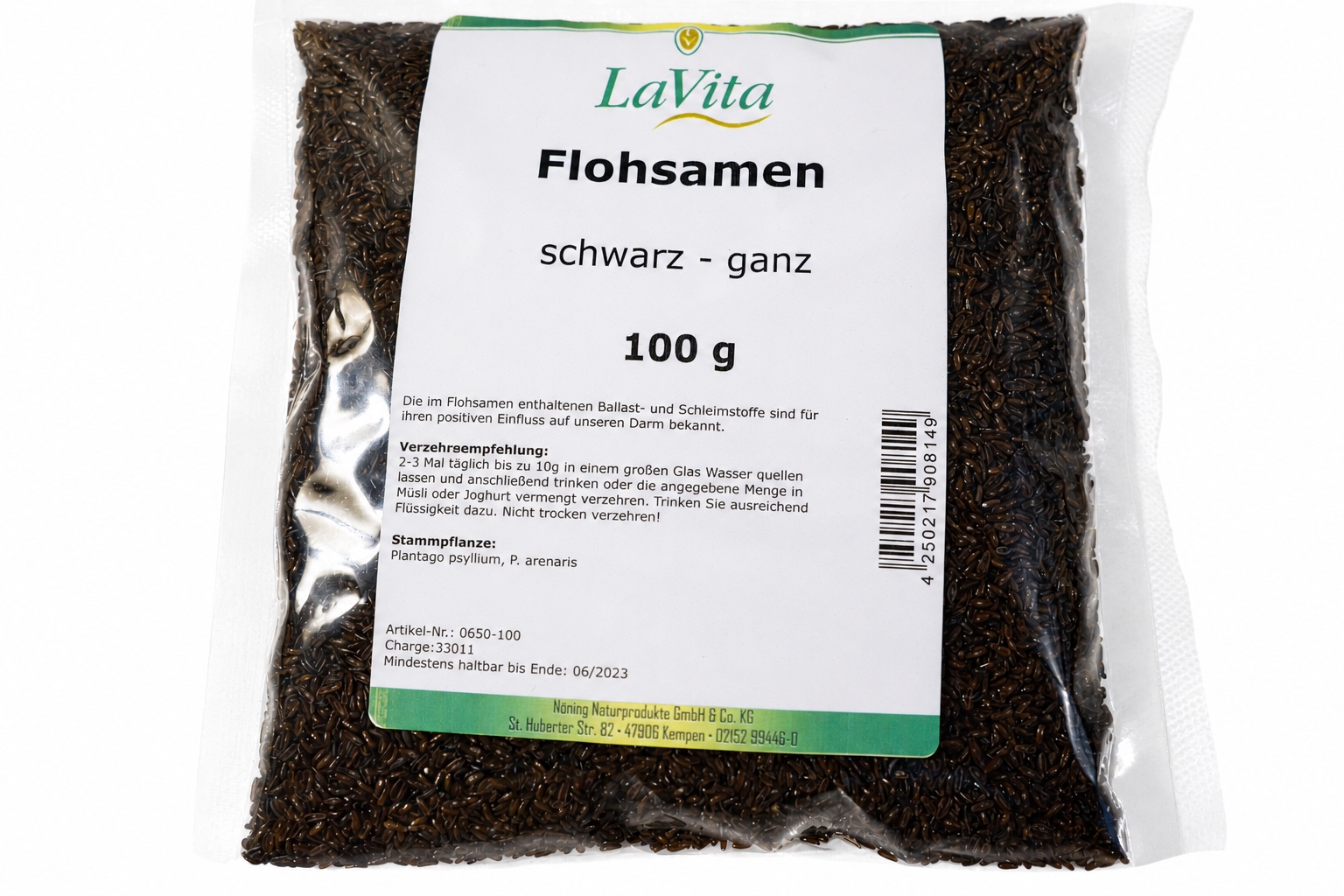LaVita Flohsamen schwarz ganz 100g