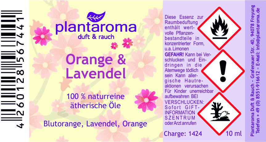plantaroma Orange Lavendel 100% naturreines ätherisches Öl 10ml