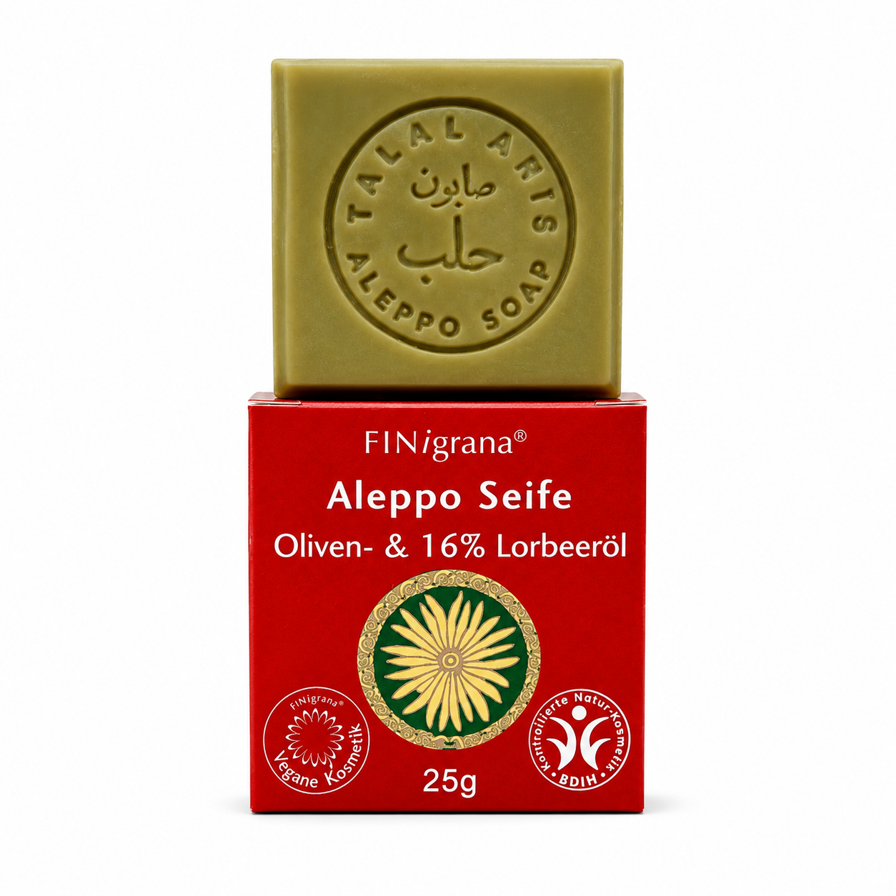 Aleppo-Seifen quatratisch in Box 25g