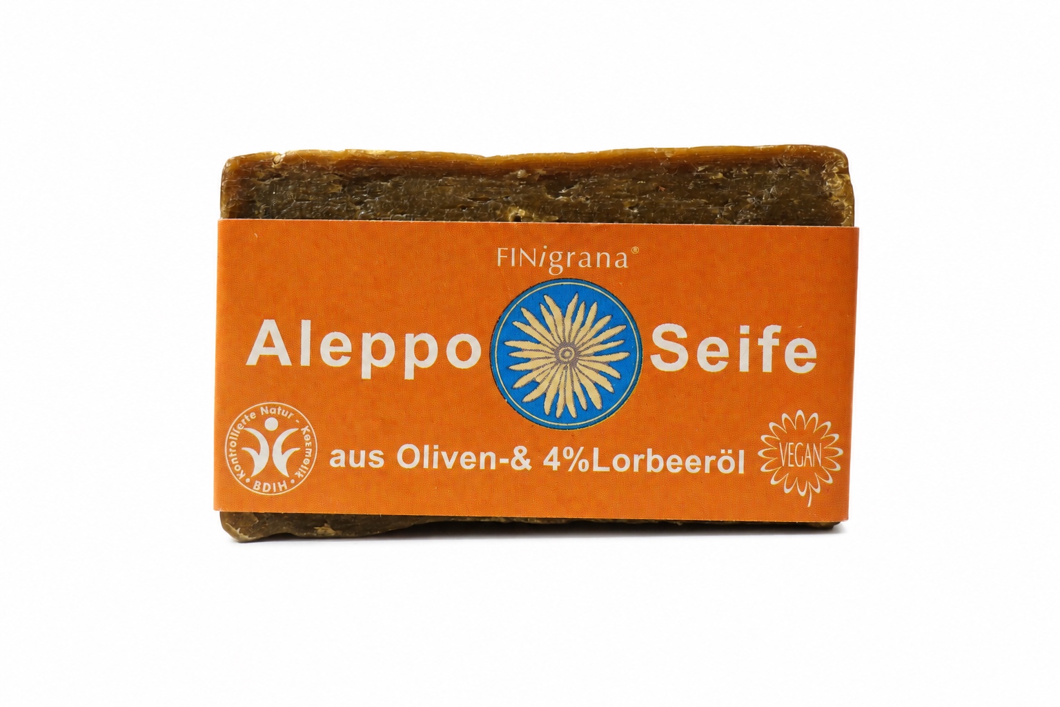 FINingrana Aleppo Seife aus Oliven- und 4% Lorbeeröl.