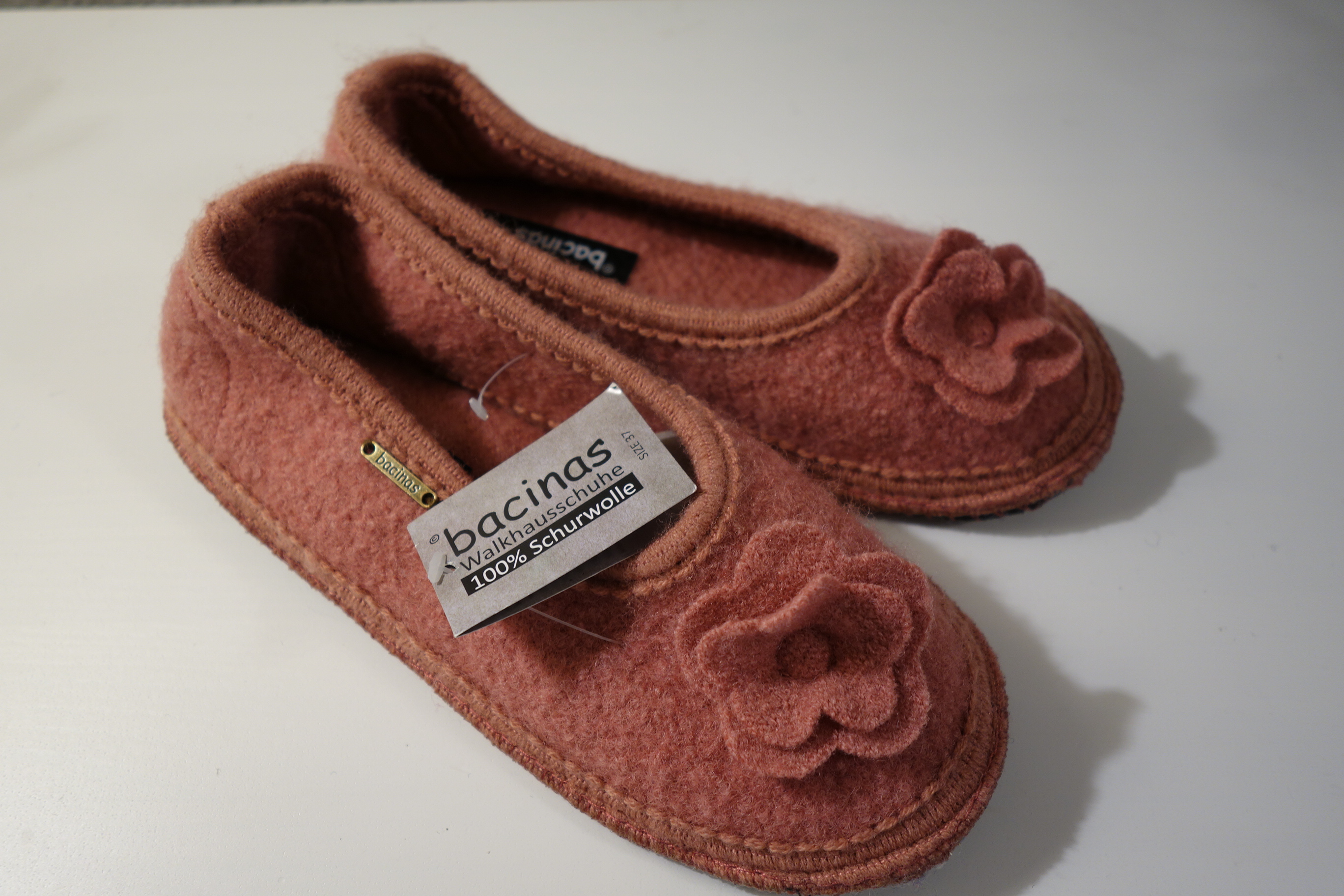 bacinas Hausschuhe - Hausballerina aus gewalkter Schafwolle altrosa 37 - 41