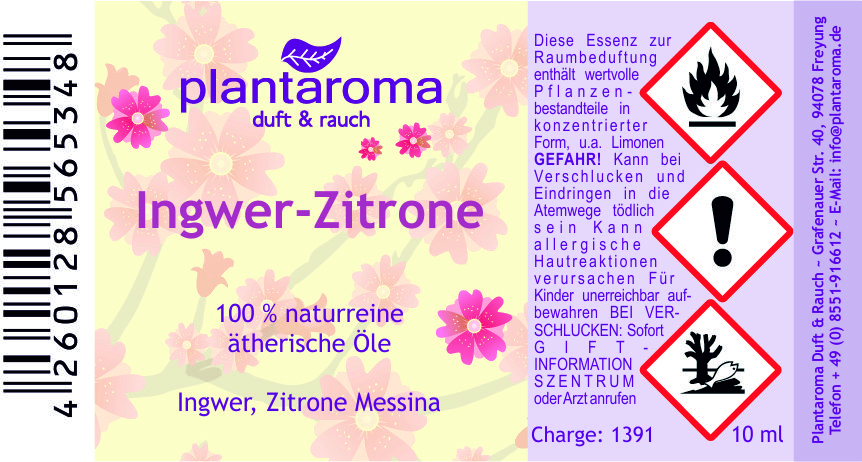 plantaroma Ingwer Zitrone 100% naturreines ätherisches 10ml