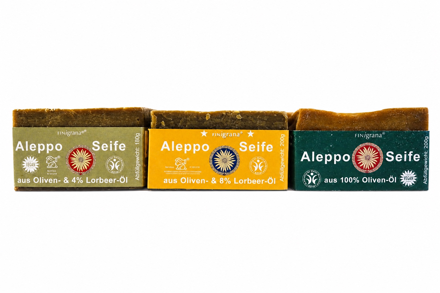 FINingrana Aleppo Seife aus Oliven- und 4% Lorbeeröl.