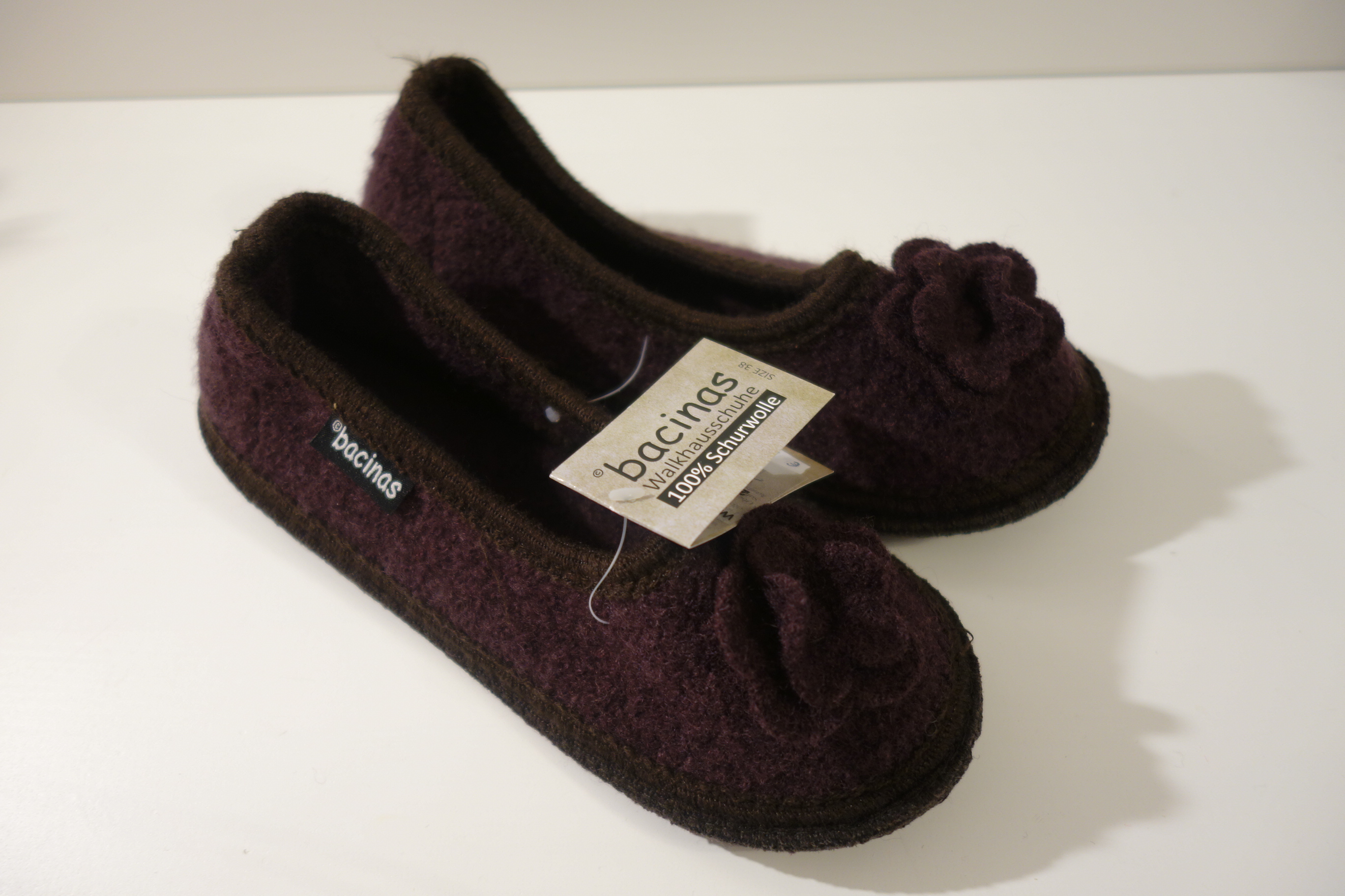 bacinas Hausschuhe - Hausballerina aus gewalkter Schafwolle wine 37 - 41
