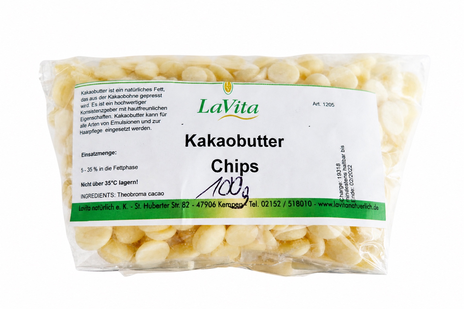 LaVita Kakaobutter Chips 100gr.