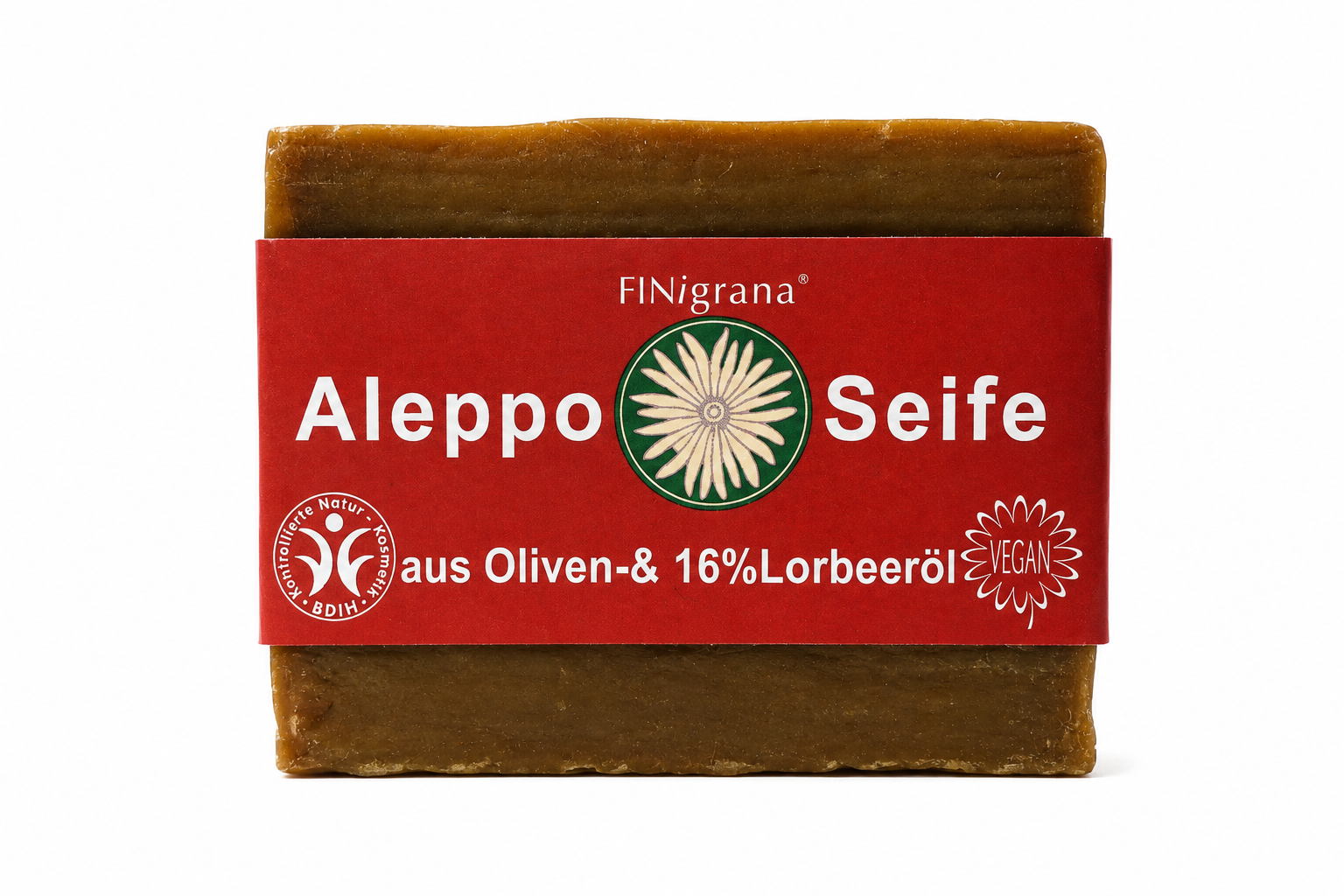 FINingrana® Aleppo Seife aus Oliven - & 16% Lorbeeröl 180g