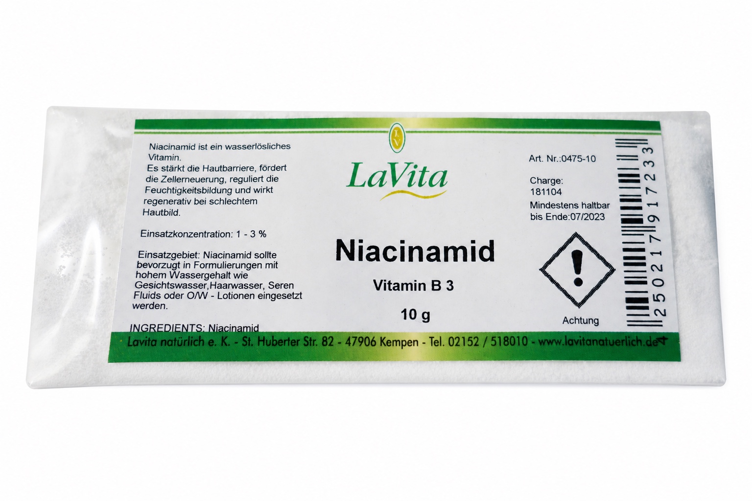 LaVita Niacinamid Vitamin B3 10g